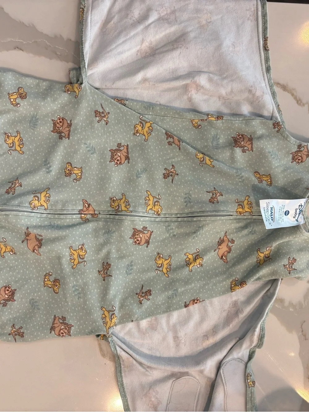 Halo Light Blue Sleep Sack with Yellow and Brown Animal Print